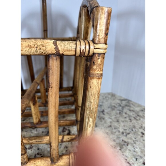 Bamboo Magazine Rack Mid Century Modern Turtle Shell Bamboo Hollywood Regency. - Picture 11 of 15
